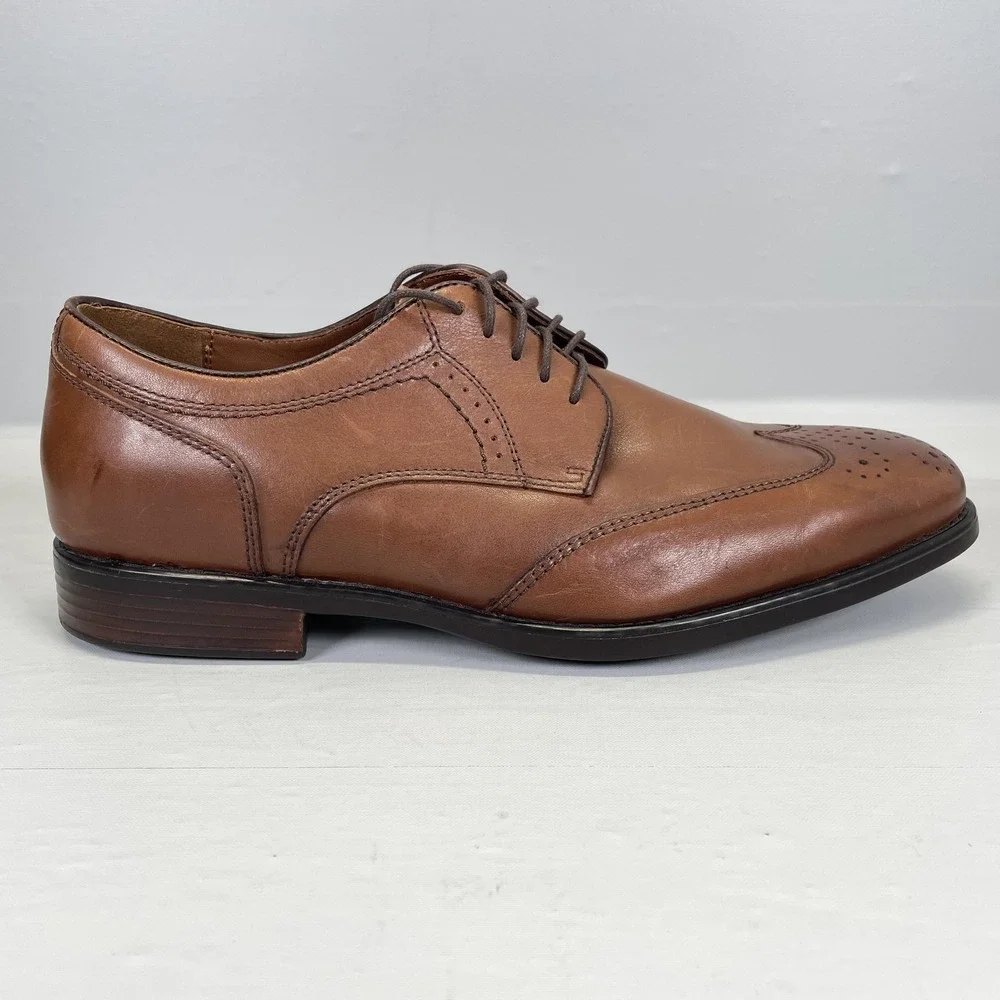 Johnston & Murphy XC4 Shoes Mens Size 10.5 Brown Leather Wingtip Brogue Oxford